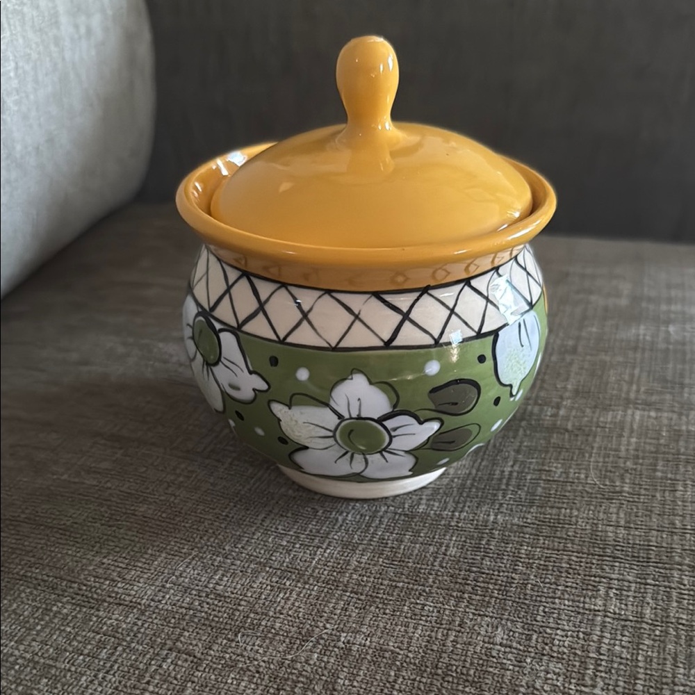 Not Rated Yellow and Green Artful Ceramic Jar